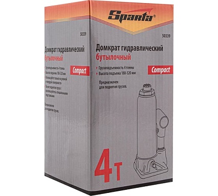 Гидравлический бутылочный домкрат Sparta Compact 4 т, 180-320 мм 50339