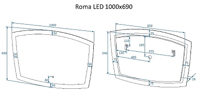 Зеркало Art&Max Roma 100x70 см, с подсветкой
