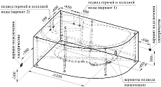 Акриловая ванна Ваннеса Ирма 169х110 с г/м Актив хром, L