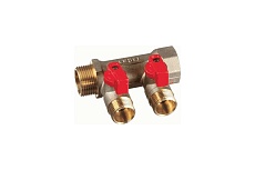 Латунный коллектор Terma 3/4"в/н с 2-мя шаровыми кранами на 1/2" (нар.резьбы) (14015) 41231