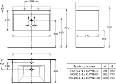 Тумба с раковиной Kerama Marazzi Modula 70 см белый глянцевый