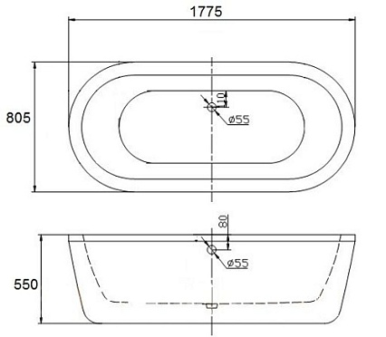 Акриловая ванна BelBagno BB12-1775 177x80 см