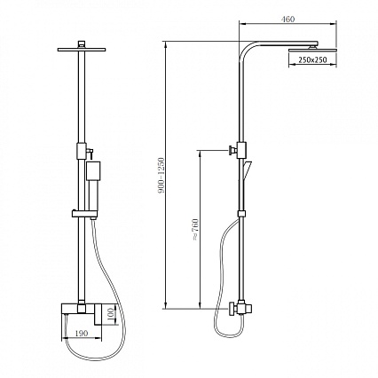 Душевая стойка Abber Daheim AF8220B черный матовый