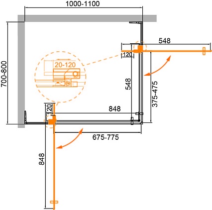 Душевой уголок Cezares Slider SLIDER-AH-2-70/80-100/110-GRIGIO-GM 70/80x100/110 серое, оружейная сталь