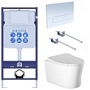 Подвесной унитаз SET Aquatek Ника-013 4в1, кнопка белый