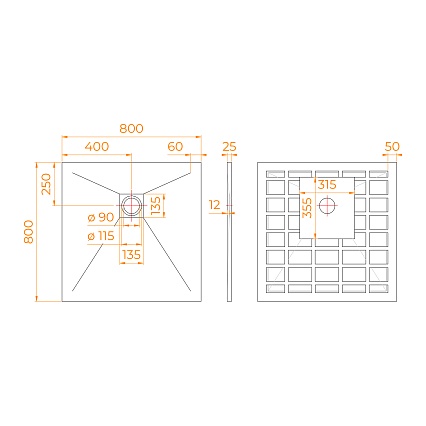 Поддон для душа RGW Stone Tray-W 80x80 камень, белый 14152088-01-11