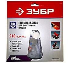 Диск пильный &quot;Точный-МУЛЬТИ рез&quot; (210х30 мм; 60Т) Зубр 36907-210-30-60