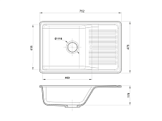 Кухонная мойка GranFest Quarz GF-ZW-72 76 см черный