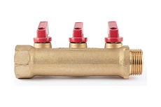 Коллектор с шаровыми кранами PROFACTOR в/н 3/4&quot; х 3 вых 1/2&quot;нар PF MV 264.3