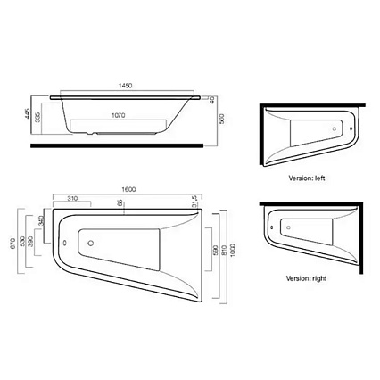 Акриловая ванна Am.Pm Spirit 160x100 см R