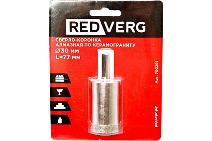 Сверло-коронка алмазная по керамограниту 30 мм Redverg 6627090