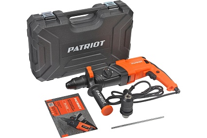 Перфоратор Patriot RH 243Q SDS+, мощность 770 Вт, 2.6 Дж, 3 режима работы, быстросменный патрон QCC, макс.диаметр 24 мм, глубиномер, кейс 140301344