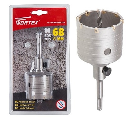 Коронка полая по бетону 68 мм, SDS+ Wortex WHC680000C2111