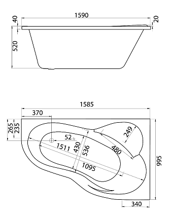 Фронтальная панель Santek Ибица XL 160x100 L/R