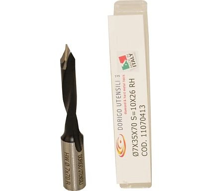 Сверло для сквозных отверстий DORIGO HW Ø7x35x70 S=Ø10x26 Z=2 RH 11070413