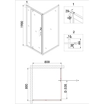 Душевой уголок Niagara Nova NG-0280-08 BLACK 80x80 прозрачный, черный