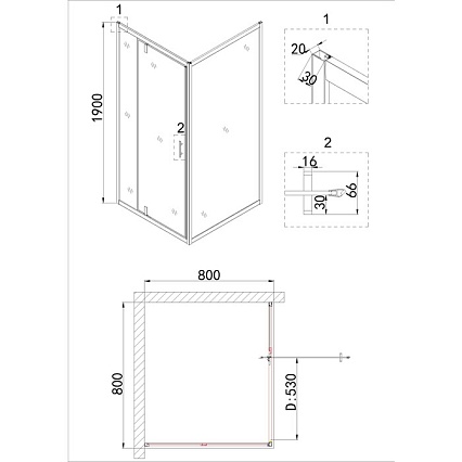 Душевой уголок Niagara Nova NG-0280-08 BLACK 80x80 прозрачный, черный