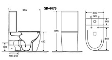 Унитаз-компакт Grossman GR-4473S безободковый, с высокой чашей