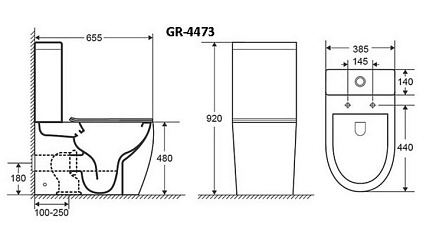 Унитаз-компакт Grossman GR-4473S безободковый, с высокой чашей