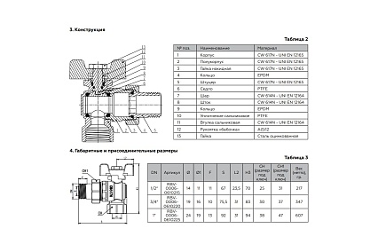 Шаровой кран угловой с американкой Rommer 1/2", ВН/НР, RBV-0006-0610215, RG008UB5BNBF2A