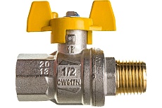 Шаровой кран для газа RUB 1/2 DN15 PN40, ВР-НР, серия ROMA S.84, бабочка S84D26