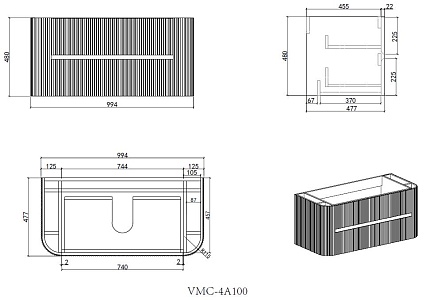 Мебель для ванной Vincea Alto 100 см светло-серый матовый