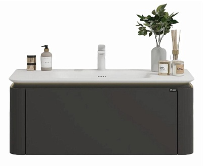 Тумба с раковиной Black&White Universe U935.900 90 см матовый серебристый серый