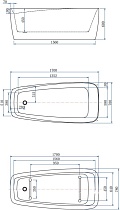 Акриловая ванна Aquanet Family Trend 170x78 см, 90778-MW белый матовый