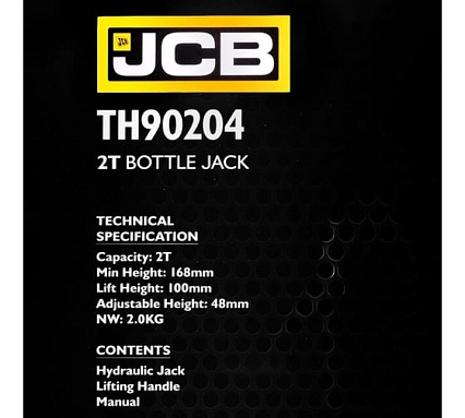 Бутылочный домкрат JCB 2 т, с клапаном, TH90204(58021) JCB-TH90204(58021)