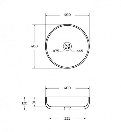 Раковина Cezares CZR-6595-GO 40 см серый матовый