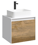 Тумба с раковиной Aqwella 5 stars Mobi 60 см белый, фасад дуб балтийский