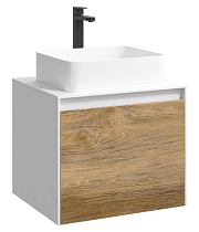 Тумба с раковиной Aqwella 5 stars Mobi 60 см белый, фасад дуб балтийский