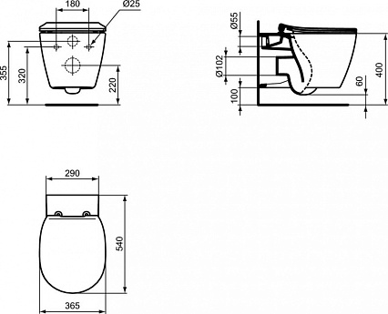 Подвесной унитаз Ideal Standard Connect AquaBlade E047901