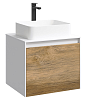 Тумба с раковиной Aqwella 5 stars Mobi 60 см белый, фасад дуб балтийский