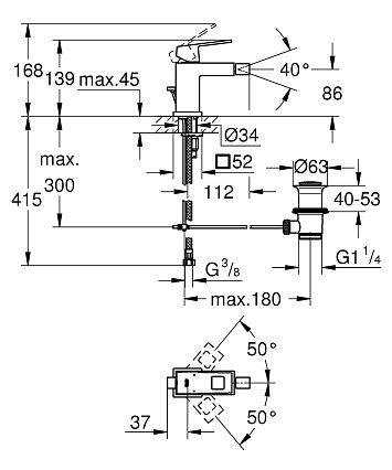 Смеситель для биде Grohe Eurocube 23138000