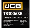 Подкатной гидравлический домкрат JCB 2.5 т, JCB-T83006B(XB)(58033)
