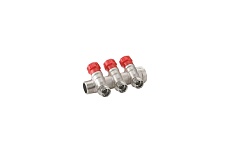 Коллектор RIIFO Flow с вентилями 3/4&quot; ВР/НР 3x1/2&quot;НР конус ц/ц 35 мм красные рукоятки 1100047706