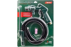 Пескоструйный пневмопистолет Rockforce шлангового типа, 2 сменных сопла, вход 1/4&quot;, шланг 1м, расход воздуха 180 л/мин, давление 6 бар, в блистере RF-SB-03(59442)