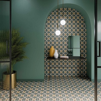 Керамогранит DNA Tiles Sync Clover Green 15x15 см, 125639