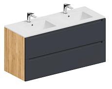 Тумба с раковиной ЗОВ Дион 120 см графит матовый/дуб