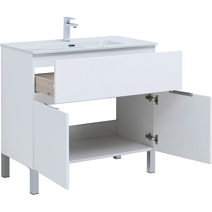 Мебель для ванной Aquanet Алвита New 90 см 1 ящик, 2 дверцы белый матовый