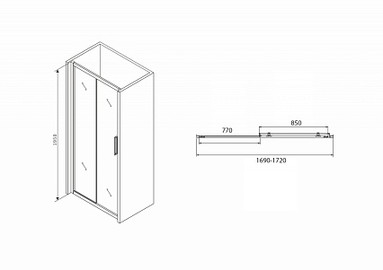 Душевая дверь Abber Schwarzer Diamant 170x195 AG30170BH, профиль черный