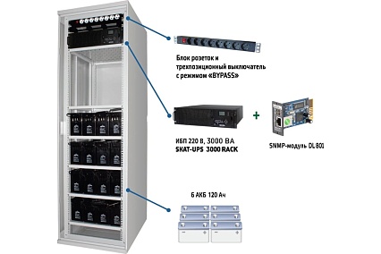 Комплекс бесперебойного питания Skat -UPS 3000 SNMP 220В 620x660x2030mm On-Line 467