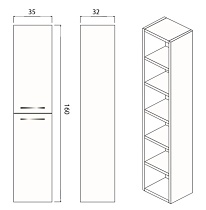 Шкаф пенал Creto Tivoli 35 см White 50-1035W