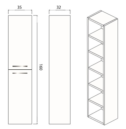 Шкаф пенал Creto Tivoli 35 см White 50-1035W