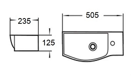 Раковина WeltWasser WW AISBACH 7950 GL-WT R 50 см, правая 10000008693 белый глянец