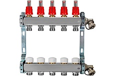 Коллекторная группа из нержавеющей стали ColSys 804R 5 выходов, с расходомерами, термостатическими и дренажными клапанами 1804R22505