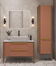 Мебель для ванной ЗОВ Валенсия 100 см со столешницей, бежево-розовый