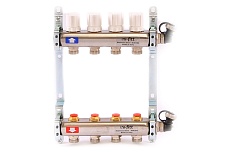 Коллекторная группа Uni-Fitt 1х3/4, 4 выхода, с регулировочными и термостатическими вентилями, нерж. сталь 451I4304