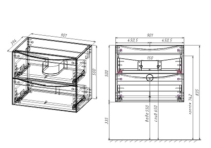 Тумба с раковиной Vincea Mia Slim 90 см R.Wood